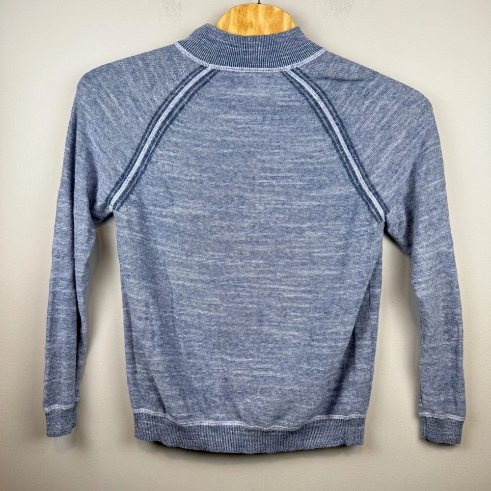 Tommy Bahama Reversible 1/4 Zip Raglan Pullover Sweater Mens L Blue Nautical - Picture 2 of 13